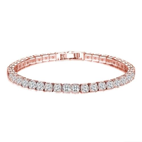 Pulseiras de tênis femininas banhadas a ouro branco diamante zircônia cúbica delicada ajustável pulseira prata moda joias presente de casamento, One size, Metal, Sem Pedra Preciosa