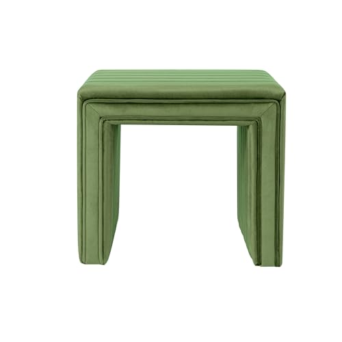 Image of HomePop 19 inch Modern Channel Tufted Velvet Ottoman - Green