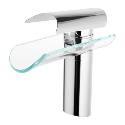WOQLIBE Robinet de lavabo cascade en verre 3/8 mitigeur salle de bain pour cuisines, salles de bains, restaurants, hôtels