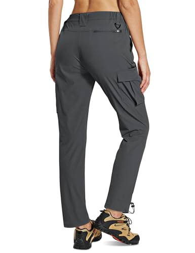 MOURCE Cargo Pants for Women Water Resistant - Lightweight Quick Dry Hiking Pants Women for Casual Travel Trekking, Grey