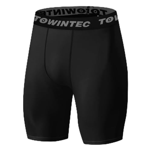 Towintec Men’s Compression Shorts Sports Running Tights Underwear Athletic Workout Spandex Base Layer Short for Biker Basketball Volleyball Training