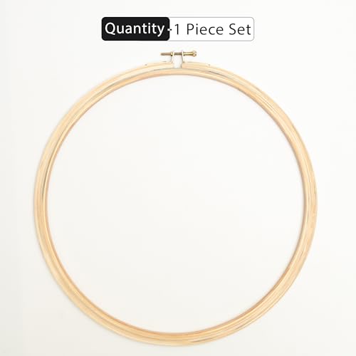 Image of EmbroideryMaterial 12 Inch Round Wooden Embroidery Hoop Ring with Brass Screw | Large Embroidery Frame for Hand Embroidery, Cross Stitch & Fabric Painting (1 Piece)