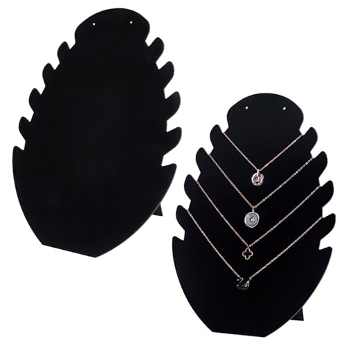 Rairsky Lot de 2 Presentoir Collier avec 5 Encoches, Porte Présentoir Bijoux, Support de Présentation pour Collier, Pendentif