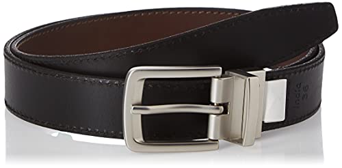 Timberland Cinto masculino de couro clássico reversível de marrom a preto, Marrom/preto, 46