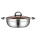 BOCbco Garnek na zapasy ze stali nierdzewnej nieprzywierający garnek z przeciwwybuchową pokrywą ze szkła hartowanego, zapiekanka, garnek do zupy, odpowiedni do wszystkich płyt indukcyjnych, w tym kuchenek indukcyjnych, 28 cm
