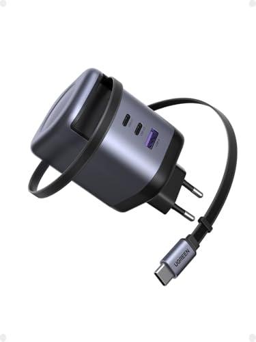 UGREEN Nexode Caricatore USB C 100W GaN con Cavo Retrattile, Ricarica Rapida con 4 Porte, Compatibile con MacBook Pro/Air, Galaxy S-A, iPhone 17 Pro Max Air/Serie 16-12, iPad