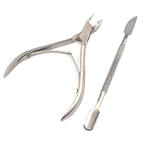 PC CUTICLE NIPPER WITH CUTICLE PUSHER- PROFESSIONAL GRADE STAINLESS STEEL CUTICLE REMOVER AND CUTTER - DURABLE MANICURE AND PEDICURE TOOL - BEAUTY TOOL PERFECT FOR FINGERNAILS AND TOENAILS