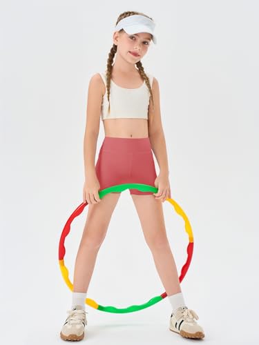 Image of Haloumoning Girls Athletic Shorts Kids High Waisted Yoga Dance Biker Shorts Comfy Gymnastics Shorts 5-14Y