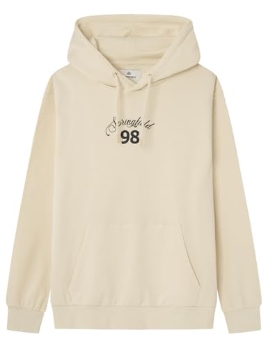 Springfield Sudadera con Capucha para Hombre, Estampado Blanco, S
