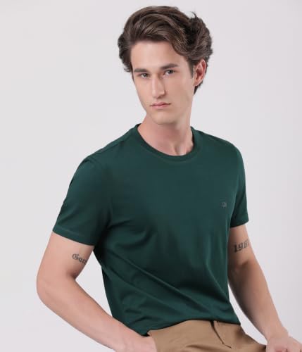 Image of TURMS Men's Anti Stain Casual T-Shirt Round Neck Half Sleeves | Anti Odor Water Repellent | Stretchable Cotton Rich Solid | Available in Plus Sizes