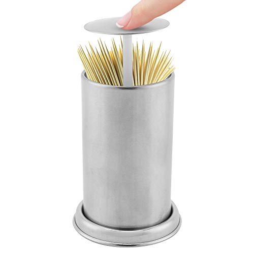 Toothpick Holder, Stainless Steel Toothpick Dispenser for Hotel Restaurant Home Desk Decor-2.48x3.54inch