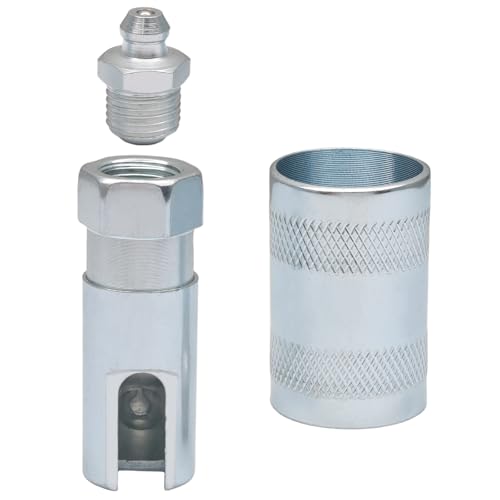 HARSKIYER Grease Gun Coupler, 90 Degree Right Angle Design with 1/8 Inch NPT Threads, Push-On Slotted Construction for Standard Grease Hoses, Easy Connection in Automotive and Industrial Applications