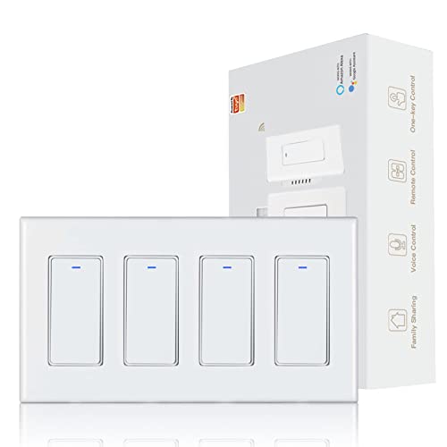 MOES WiFi Smart Light Switch,Single Pole/Multi-Control Association Needs Neutral Wire 2.4GHz Wi-Fi Smart Life/Tuya App Light Switch Compatible with Alexa and Google Home No Hub Required, 4 Pack White MOES WiFi Smart Light Switch,Single Pole/Multi-Control Association Needs Neutral Wire 2.4GHz Wi-Fi Smart Life/Tuya App Light Switch Compatible with Alexa and Google Home No Hub Required, 4 Pack White