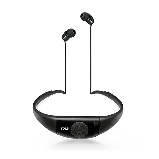 Pyle Waterproof MP3 Music Player Headphones - Marine Grade IPX8 Waterproof Rating w/ Built-in Rechargeable Battery, 8GB Memory & FM Radio, Charges Via USB Port, LED Indicator Lights PSWP8BK