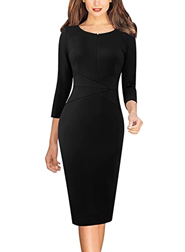 VFSHOW Womens Slim Zipper Up Work Business Office Party Bodycon Pencil Sheath Dress2