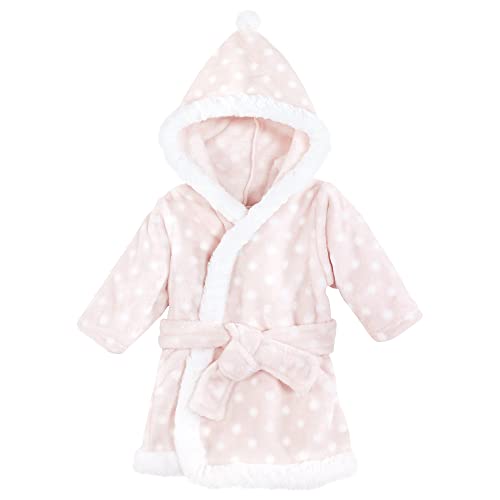 Image of Hudson Baby Unisex Baby Plush Animal Face Bathrobe, Pink Polka Dot, 0-9 Months