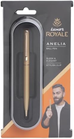 Luxor Royale Ikon Kugelschreiber - Mattschwarzes Metallgehäuse, Blaue Tinte, Goldener Clip, Edles Geschenk