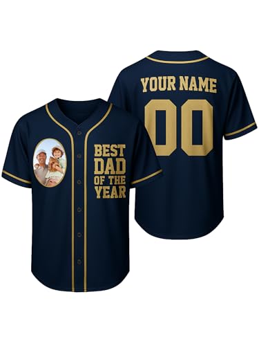 Custom Father’s Day Baseball Jersey – Personalized Softball Jerseys with Name & Number – Unique Gift for Dad Daddy Papa - Best Dad of The Year