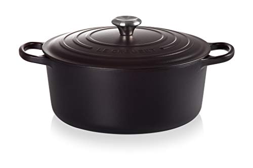 Image of Le Creuset Signature Enamelled Cast Iron Round Casserole Dish With Lid, 30 cm, 8.1 Litres, Matte Black, 21177300000430