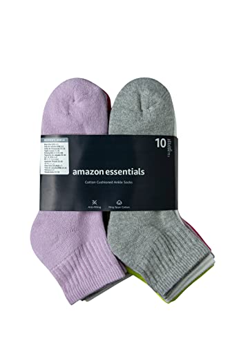 Image of Amazon Essentials Women's Cushioned Cotton Ankle Socks, 10 Pairs