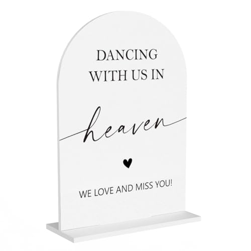 In Loving Memory Wedding Sign, Dancing With Us In Heaven Sign Wedding Engagement Bridal Shower Reception Event Party Table Desk Acrylic Decor 12
