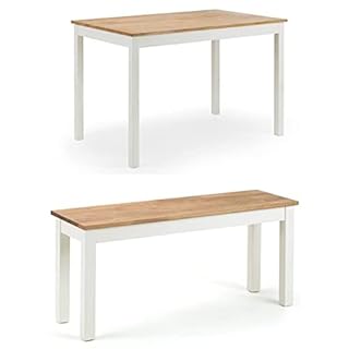 Julian Bowen Set Of Coxmoor Dining Table & 2 Benches, Ivory & Oak