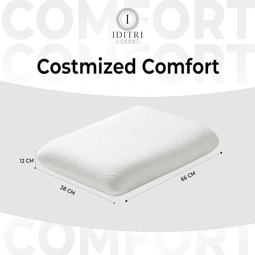 Image of Memory Foam Cervical Pillow Set of 2, 50x30x6 cm White Contour Support for Sleeping, Breathable Jacquard Outer Cover with Zipper, Orthopedic Bedding for Side Sleeper and Spine Alignment
