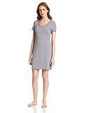 Nautica Sleepwear Women's Knit Jersey V-Neck Sleepshirt, Ash Heather, Small