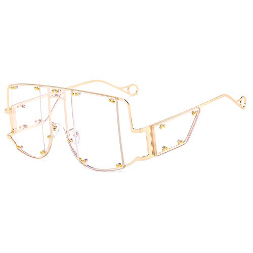 COTIA/Fashion Square Sunglasses Women New Oversized Mirror Men Shades Glasses Luxury Brand Metal Rivet Fashion Female Eyewear
