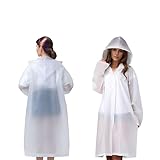 KVSXUIDU Men's and women's hooded long transparent rain poncho, white rain poncho - adult reusable EVA, men's and women's emergency rain gear, disposable raincoats. (5-piece set)
