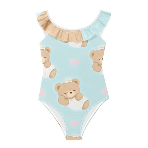 Traje de baño de playa para niñas de 3 a 6 años con tierno diseño de oso