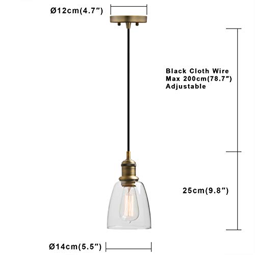 Yosoan Antique 1-Light Vintage Edison Hanging Pendant Light for Kitchen and Bathroom
