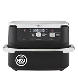 Ninja Foodi FlexDrawer Air Fryer, Dual Zone with Removable Divider, Large 10.4L Drawer, 7-in-1, Air-Fryer Uses No Oil, Air Fry, Roast, Bake, Max Crisp, Non-Stick Dishwasher Safe Parts, Black AF500UK