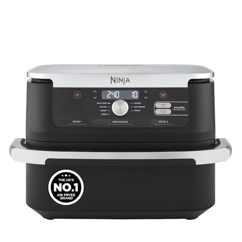 Ninja Foodi FlexDrawer Air Fryer, Dual Zone with Removable Divider, Large 10.4L Drawer, 7-in-1, Air-Fryer Uses No Oil, Air Fry, Roast, Bake, Max Crisp, Non-Stick Dishwasher Safe Parts, Black AF500UK