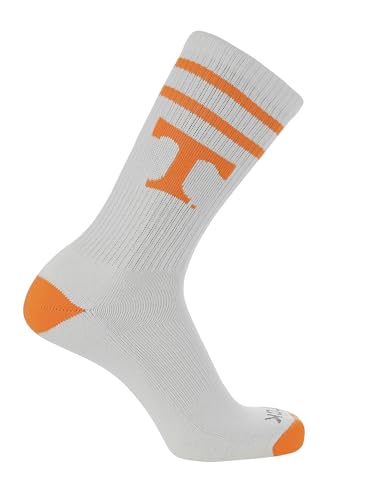 TCK Tennessee Volunteers Socks Vintage Soft Cotton Sock with Stripes NCAA Licensed | Orange & White University of Tennessee | College Fan Gameday Apparel for Men & Women | Mens & Womens (Large)
