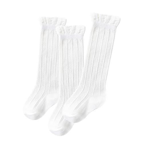 Zando Baby Knee High Socks - Infant to Toddler, Cotton Ruffle Socks, Warm Girls & Boys Long Stockings, 3-6 Pairs2