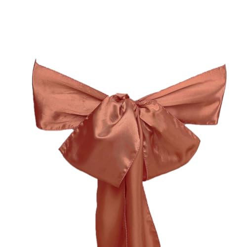 Balsa Circle 50 Terracotta Satin Chair Sashes Bows Ties for Wedding Decorations Party Supplies Events Chair Covers Decor Banquet Reception