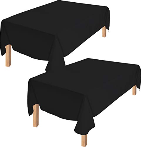 Utopia Kitchen Mantel de Poliéster - 60 x 84 Inches (152 x 214 cm) Cubierta de Mesa - Lavable a Máquina - Ideal para Fiestas, Eventos, Bodas y Restaurantes (Pack de 2, Negro)