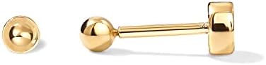 PAVOI 14K Gold Plated Solid 925 Sterling Silver Post Ball Stud Flat Back Earrings for Women | Cartilage Earring | Helix Piercing Jewelry | Small Stud Earrings for Women | Gold Ball Stud Earrings