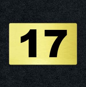 Number Plate 17 Room, Hotel, Hospital, Lodge,Apartment, Flat,Door No,College, Library, Rack Numbers Warehouse, Gold Acrylic Background with Black Letter with PVC Waterproof Sticker-image-42