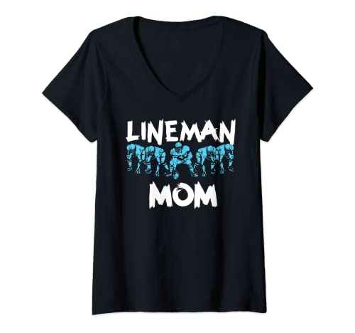 Femme Lineman Mom O-line Funny Offensive Line Football Parent T-Shirt avec Col en V