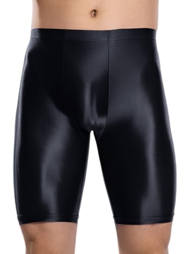 Men Short Glossy Oily Tight Shorts Skinny Stretch See Through Pant for Bodybuilding Gym Fitness M-XXL