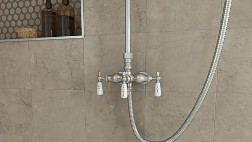 Image of Abbey 10 x 34 1 /2 Shower Faucet Set with Handshower, Brushed Nickel
