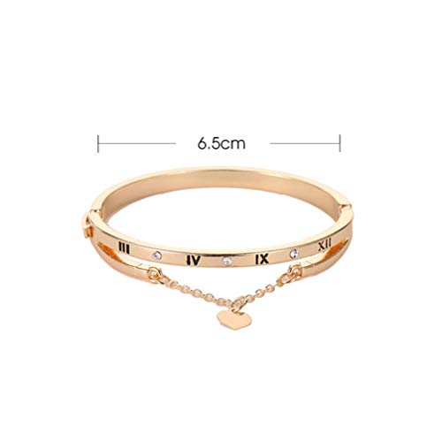 Holibanna Bracelete de coração com números romanos, pulseira de liga para decoração de joias feminin