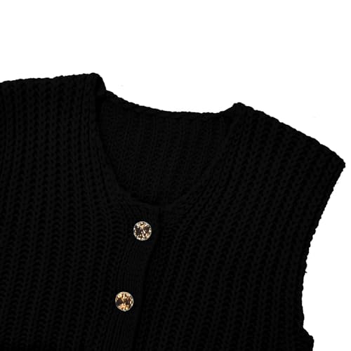 Girl's Sweater Vest Sleeveless Button Down Sweater V Neck Crochet Cardigan 2025 Fall Winter Vest Top, 5-14 Years4