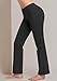 HISKYWIN Inner Pocket Yoga Pants 4 Way Stretch Tummy Control Workout Running Pants, Long Bootleg Flare Pants HF2-Black-M