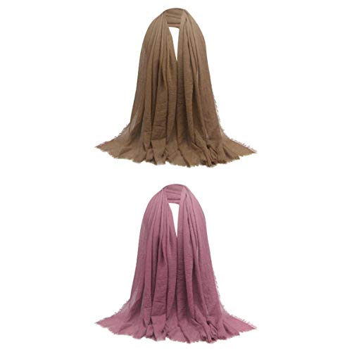 yotijar 2 Unidades de Lenços Longos de Algodão Aconchegante Muçulmano Judeu Lenço de Cabeça Turbante