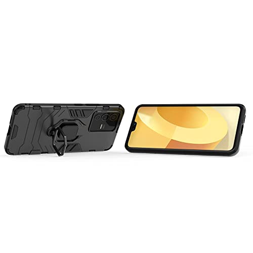 Image of WOW IMAGINE Shock Proof Back Case Mobile Cover for Vivo V23 Pro | Back Cover Case (Tough Armor | Hybrid PC + TPU | Ring Holder & in-Built Kickstand | Black)