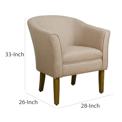 HomePop Barrel Shaped Accent Chair, Cream and Brown - Image 3
