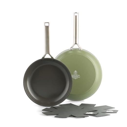 BK Sublime keramische anti-aanbakpannenset, 2-delig, Ø 24 en 28 cm, PFAS-vrij, gouden roestvrijstalen handgrepen, ovenvast tot 220 °C, vaatwasmachinebestendig, olijfgroen